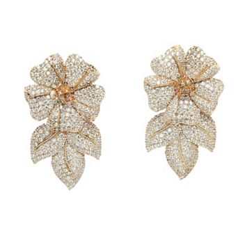 AGP PARIS Diva Collection Gleaming Flower And Leaf Earrings