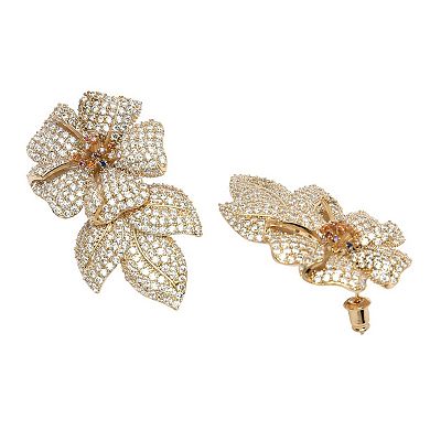 AGP PARIS Diva Collection Gleaming Flower And Leaf Earrings