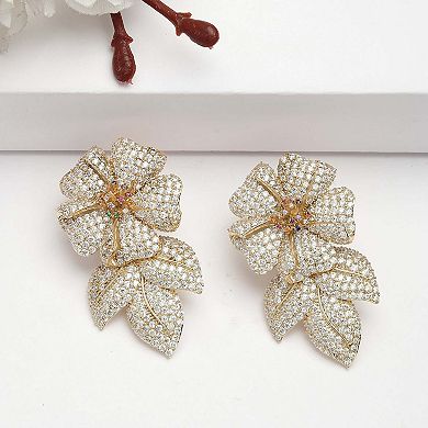 AGP PARIS Diva Collection Gleaming Flower And Leaf Earrings