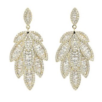 AGP PARIS Diva Collection Cubic Zirconia Willow Leaf Dangle Earrings