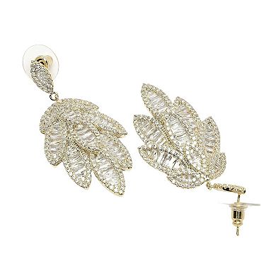 AGP PARIS Diva Collection Cubic Zirconia Willow Leaf Dangle Earrings