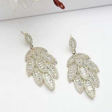 AGP PARIS Diva Collection Cubic Zirconia Willow Leaf Dangle Earrings