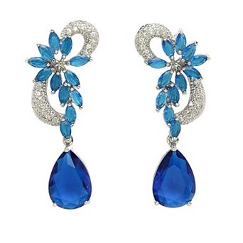 AGP PARIS Diva Collection Modern Zirconia Floral Drop Earrings