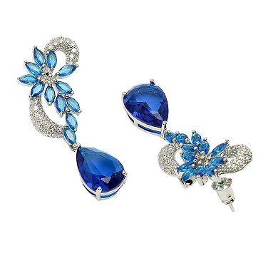 AGP PARIS Diva Collection Modern Zirconia Floral Drop Earrings
