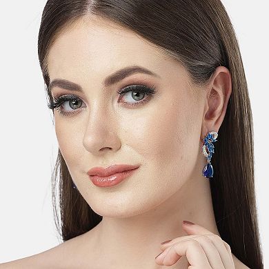 AGP PARIS Diva Collection Modern Zirconia Floral Drop Earrings