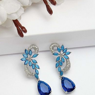 AGP PARIS Diva Collection Modern Zirconia Floral Drop Earrings
