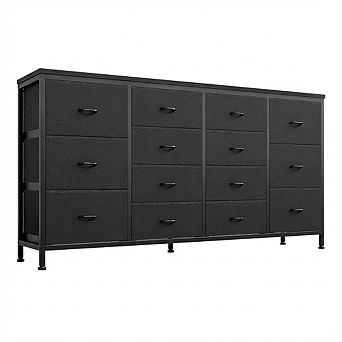 63 Inch 14 Drawer Fabric Dresser TV Stand with Power Outlet for 65/70/75 Inch TVs