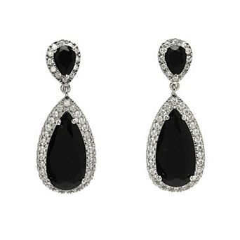 AGP PARIS Diva Collection Zirconia Drop Earrings In Black