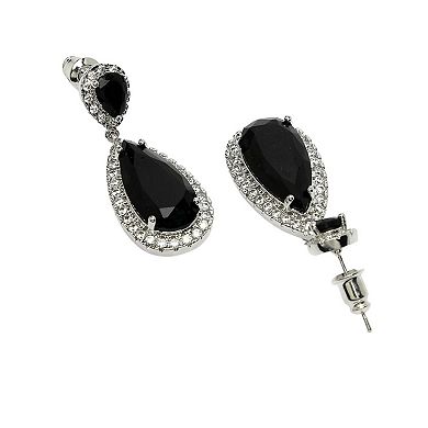 AGP PARIS Diva Collection Zirconia Drop Earrings In Black