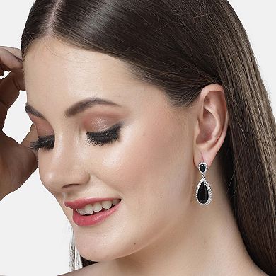 AGP PARIS Diva Collection Zirconia Drop Earrings In Black