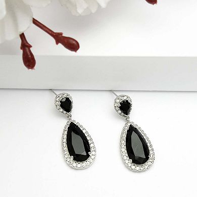 AGP PARIS Diva Collection Zirconia Drop Earrings In Black
