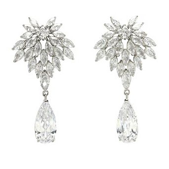 AGP PARIS Diva Collection Elegant Zirconia Leafy Drop Earrings