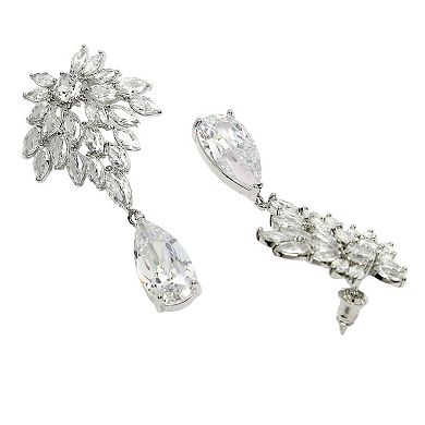 AGP PARIS Diva Collection Elegant Zirconia Leafy Drop Earrings