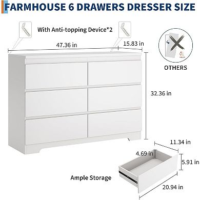 6 Drawer Dresser, Simply Modern Chest of Drawers
