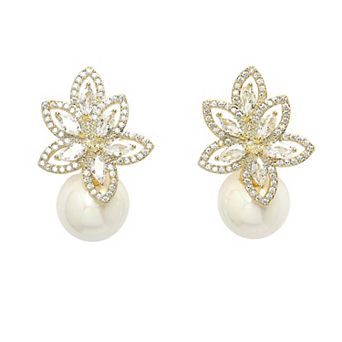 AGP PARIS Diva Collection Cubic Zirconia Petal Shaped Drop Earrings