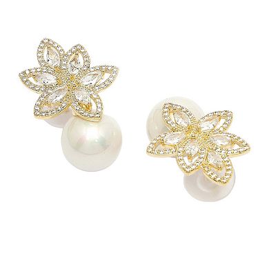 AGP PARIS Diva Collection Cubic Zirconia Petal Shaped Drop Earrings