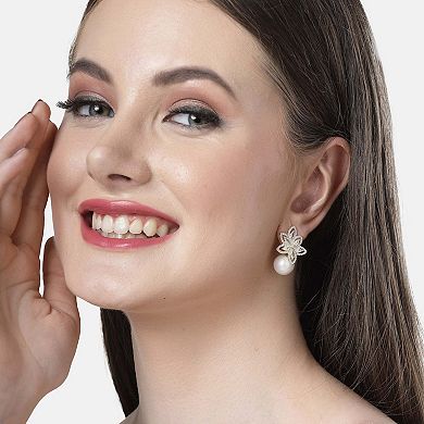 AGP PARIS Diva Collection Cubic Zirconia Petal Shaped Drop Earrings