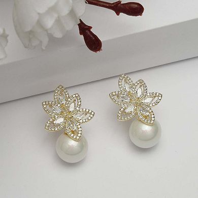 AGP PARIS Diva Collection Cubic Zirconia Petal Shaped Drop Earrings