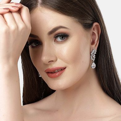 AGP PARIS Diva Collection Cubic Zirconia Stylish Leaf Earrings