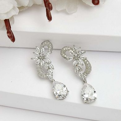 AGP PARIS Diva Collection Cubic Zirconia Stylish Leaf Earrings