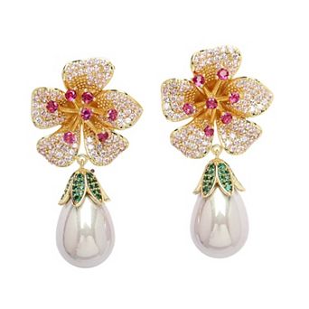 AGP PARIS Diva Collection Zirconia Floral Drop Earrings