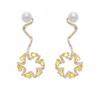 AGP PARIS Dainty Yellow Swirl Drop Earrings