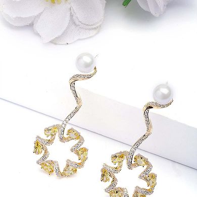 AGP PARIS Dainty Yellow Swirl Drop Earrings