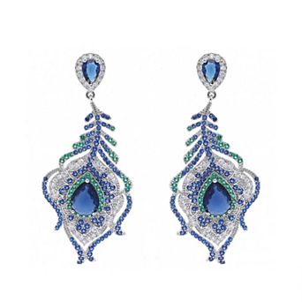 AGP PARIS Dark Blue Peacock Feather Earrings