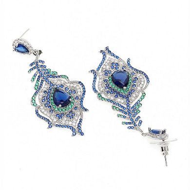 AGP PARIS Dark Blue Peacock Feather Earrings