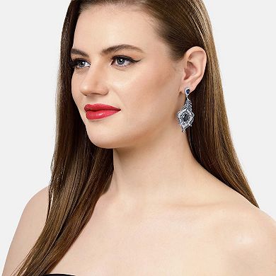 AGP PARIS Dark Blue Peacock Feather Earrings