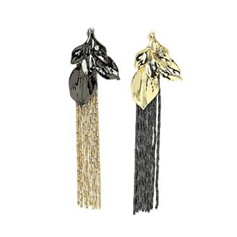 Diva Collection Leafy Long Fringe Earrings