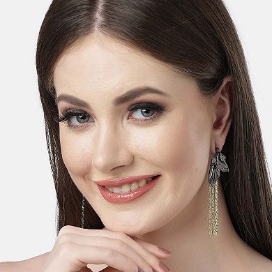 Diva Collection Leafy Long Fringe Earrings