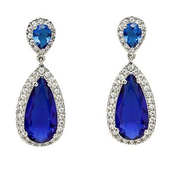 AGP PARIS Diva Collection Zirconia Drop Earrings In Blue