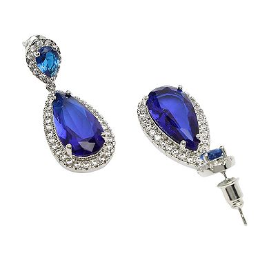 AGP PARIS Diva Collection Zirconia Drop Earrings In Blue