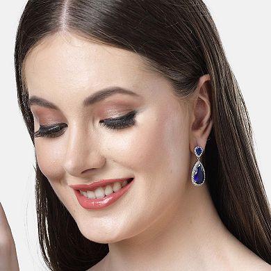 AGP PARIS Diva Collection Zirconia Drop Earrings In Blue