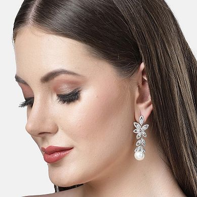 AGP PARIS Diva Collection Zirconia Hollow Floral Dangles