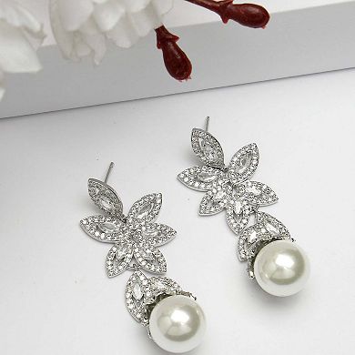 AGP PARIS Diva Collection Zirconia Hollow Floral Dangles