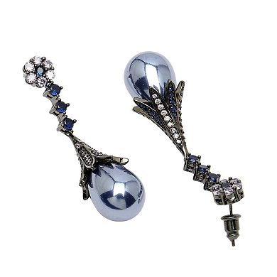 AGP PARIS Diva Collection Vintage Floral Cubic Zirconia Dangling Earrings