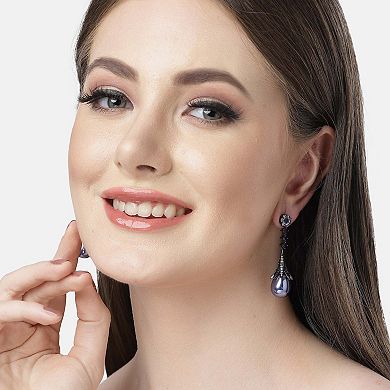 AGP PARIS Diva Collection Vintage Floral Cubic Zirconia Dangling Earrings