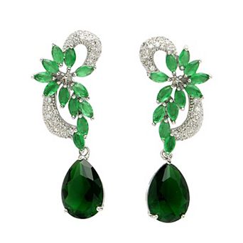 AGP PARIS Diva Collection Modern Zirconia Floral Drop Earrings