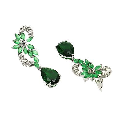 AGP PARIS Diva Collection Modern Zirconia Floral Drop Earrings