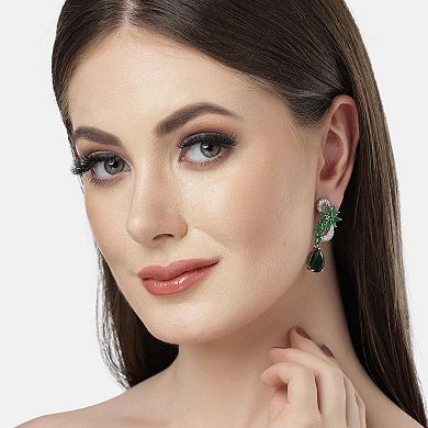 AGP PARIS Diva Collection Modern Zirconia Floral Drop Earrings