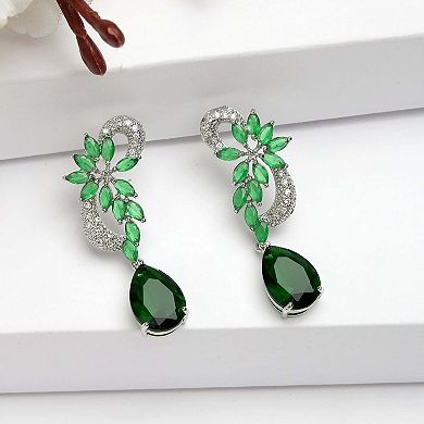 AGP PARIS Diva Collection Modern Zirconia Floral Drop Earrings