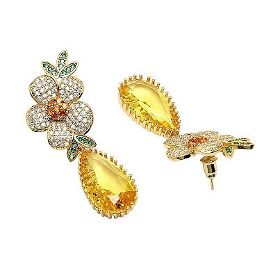 AGP PARIS Diva Collection Beautiful Floral Zirconia Drop Earrings