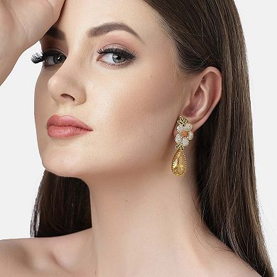 AGP PARIS Diva Collection Beautiful Floral Zirconia Drop Earrings