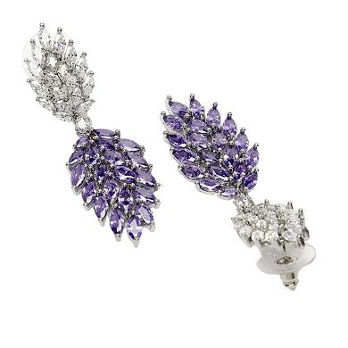 AGP PARIS Diva Collection Cubic Zirconia Clustered Leaf Earrings