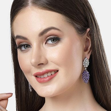 AGP PARIS Diva Collection Cubic Zirconia Clustered Leaf Earrings
