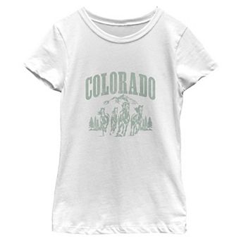 Girls' Colorado Horses Short Sleeve Crew Tee