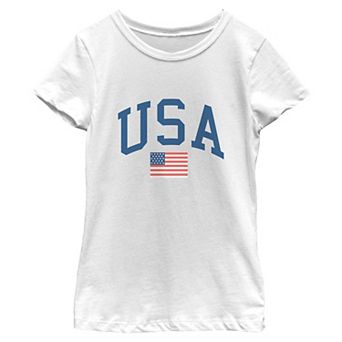 Girls' USA Varsity Short Sleeve Crew Tee