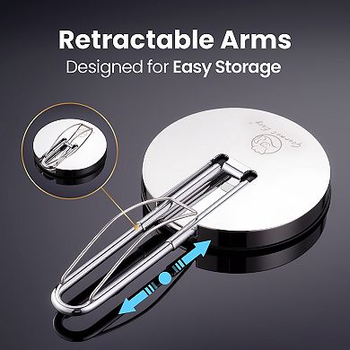 One-hand paper towel holder, adjustable, foldable stainless stand, anti-slip, space-saving